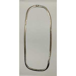 Silver Tone Herring Bone Chain Necklace - Faux